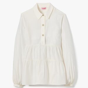 NWOT Kate Spade Ivory Cotton/Silk Peplum Shirt 4/S- Taffeta Cosmo Top